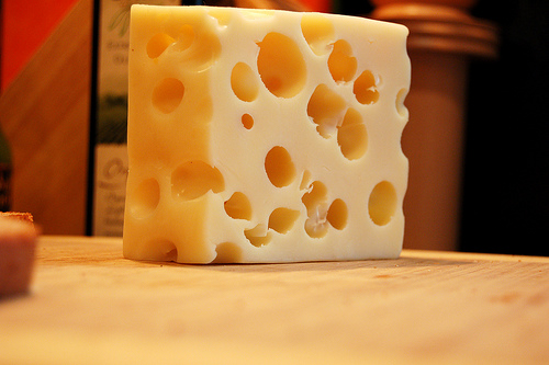 A block of swiss cheese
